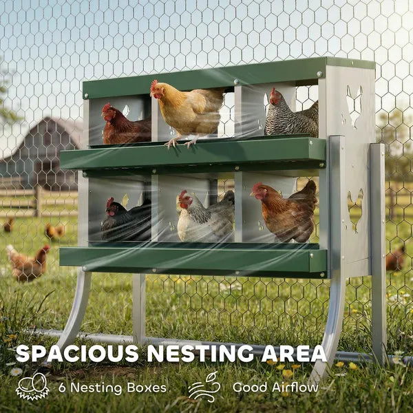 PawHut Chicken Nesting Boxes, 6 Compartment Steel Nesting Boxes for Chickens, Wall Mount Egg Laying Boxes with Vented Holes - product image 5