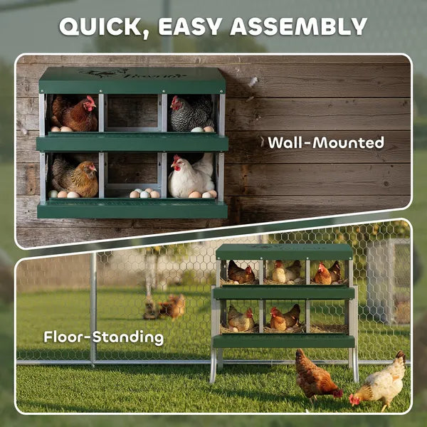 PawHut Chicken Nesting Boxes, 6 Compartment Steel Nesting Boxes for Chickens, Wall Mount Egg Laying Boxes with Vented Holes - product image 7
