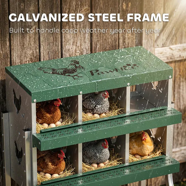 PawHut Chicken Nesting Boxes, 6 Compartment Steel Nesting Boxes for Chickens, Wall Mount Egg Laying Boxes with Vented Holes - product image 3