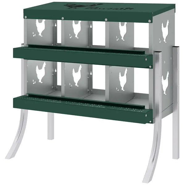 PawHut Chicken Nesting Boxes, 6 Compartment Steel Nesting Boxes for Chickens, Wall Mount Egg Laying Boxes with Vented Holes - product image 1