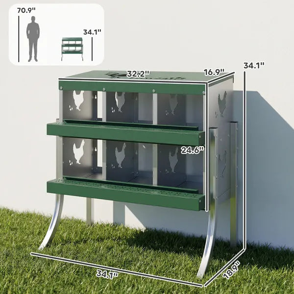 PawHut Chicken Nesting Boxes, 6 Compartment Steel Nesting Boxes for Chickens, Wall Mount Egg Laying Boxes with Vented Holes - product image 2