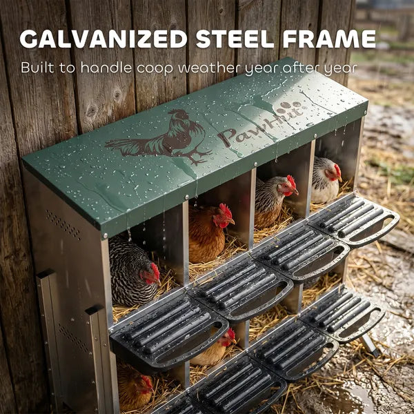 PawHut Chicken Nesting Boxes, 8 Compartment Metal Nesting Boxes for Chickens, Two-Tier Egg Laying Boxes with Vented Holes - product image 5