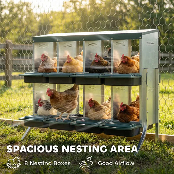 PawHut Chicken Nesting Boxes, 8 Compartment Metal Nesting Boxes for Chickens, Two-Tier Egg Laying Boxes with Vented Holes - product image 3