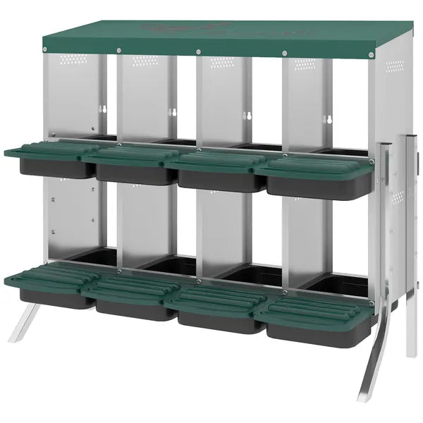 PawHut Chicken Nesting Boxes, 8 Compartment Metal Nesting Boxes for Chickens, Two-Tier Egg Laying Boxes with Vented Holes - product image 1