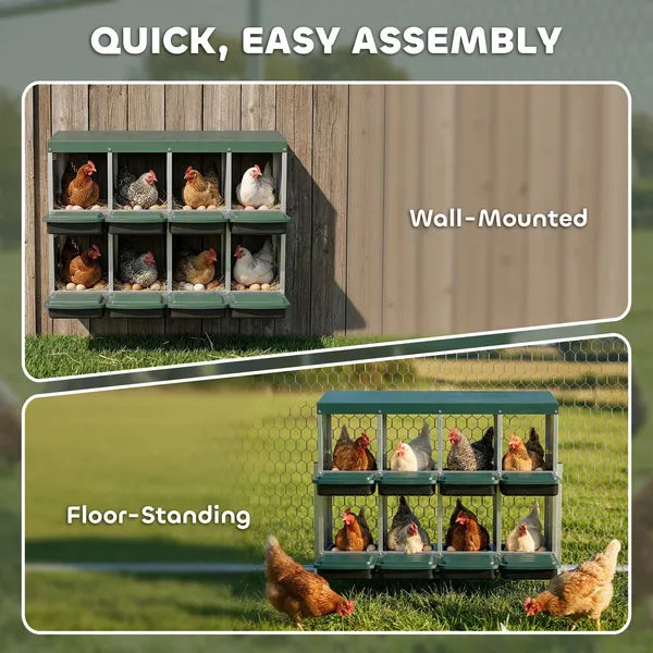 PawHut Chicken Nesting Boxes, 8 Compartment Metal Nesting Boxes for Chickens, Two-Tier Egg Laying Boxes with Vented Holes - product image 7