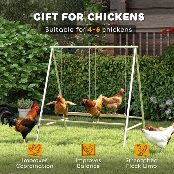 PawHut Chicken Perch for Coop, Chicken Roosting Bars with 2 Swings, Coop Accessories for Farm, Backyard, Silver - product image 7