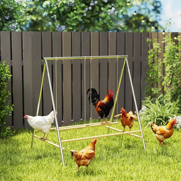 PawHut Chicken Perch for Coop, Chicken Roosting Bars with 2 Swings, Coop Accessories for Farm, Backyard, Silver - product image 10