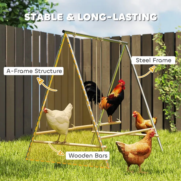 PawHut Chicken Perch for Coop, Chicken Roosting Bars with 2 Swings, Coop Accessories for Farm, Backyard, Silver - product image 5