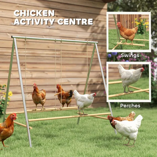 PawHut Chicken Perch for Coop, Chicken Roosting Bars with 2 Swings, Coop Accessories for Farm, Backyard, Silver - product image 4