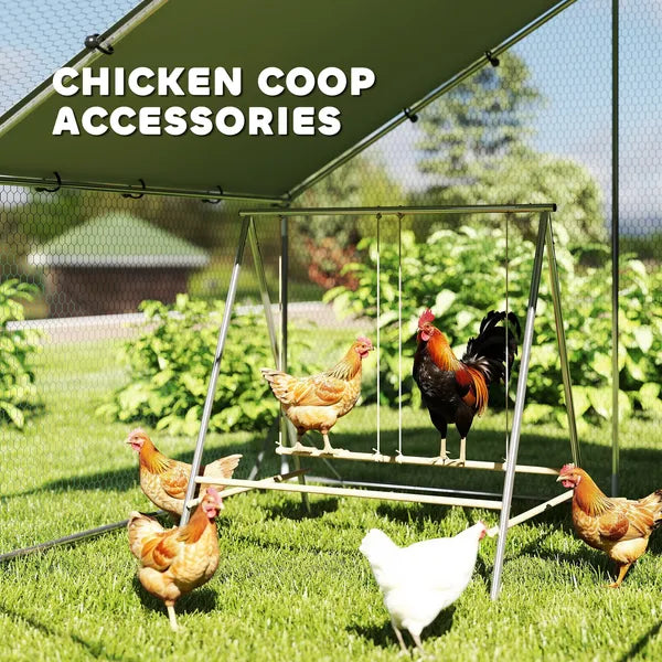 PawHut Chicken Perch for Coop, Chicken Roosting Bars with 2 Swings, Coop Accessories for Farm, Backyard, Silver - product image 6