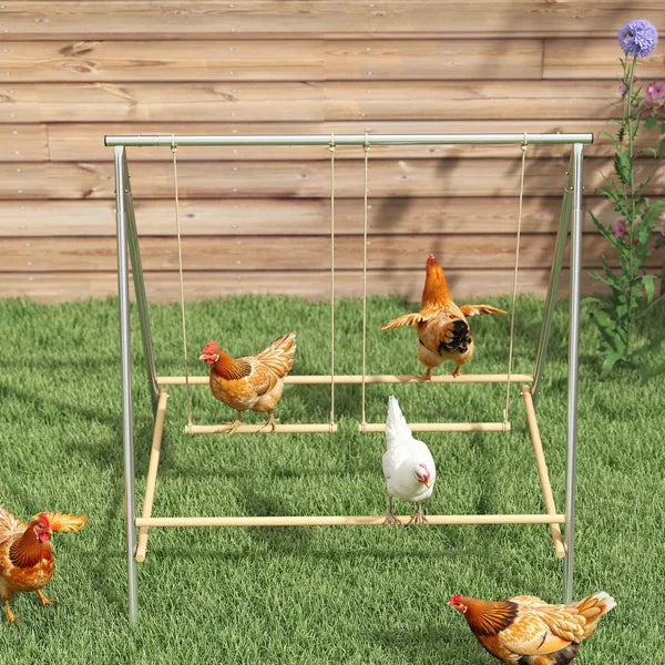 PawHut Chicken Perch for Coop, Chicken Roosting Bars with 2 Swings, Coop Accessories for Farm, Backyard, Silver - product image 8