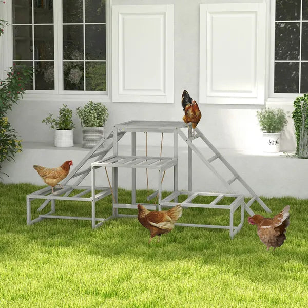 PawHut Chicken Roost Toys, Coop Accessories with Wood Stand, Ladder Platforms, for 10-15 Chickens - product image 2