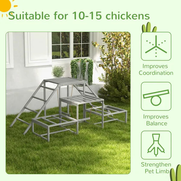 PawHut Chicken Roost Toys, Coop Accessories with Wood Stand, Ladder Platforms, for 10-15 Chickens - product image 7