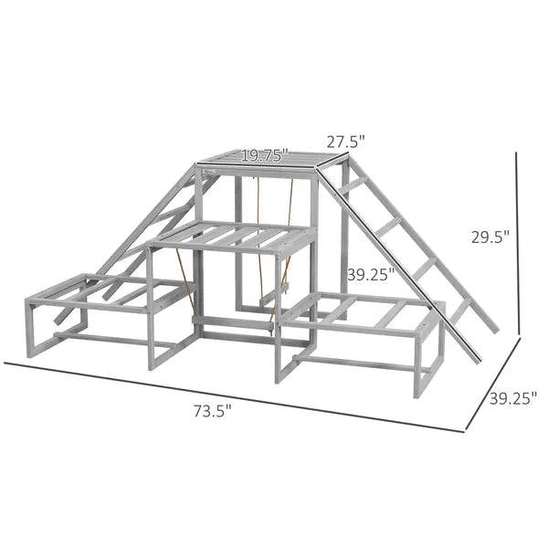 PawHut Chicken Roost Toys, Coop Accessories with Wood Stand, Ladder Platforms, for 10-15 Chickens - product image 3