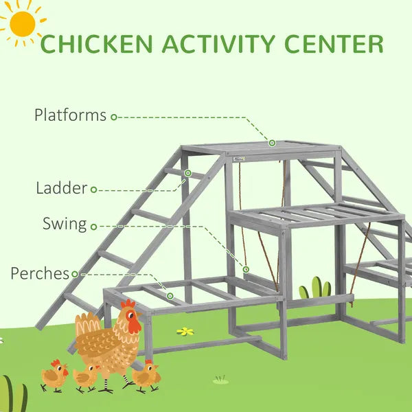 PawHut Chicken Roost Toys, Coop Accessories with Wood Stand, Ladder Platforms, for 10-15 Chickens - product image 4