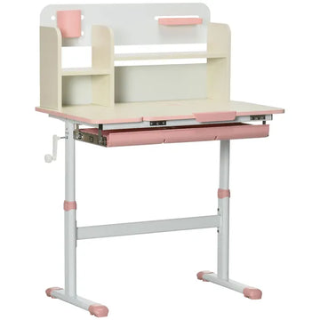 Children's Study Desk, Height Adjustable Writing Table with Tilt Desktop, Drawer and Storage, for School and Homework, Pink - product image 1