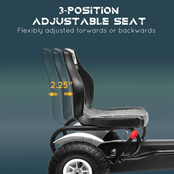 Aosom Childrens White Go Kart Pedal Ride-On Toy with Adjustable Seat Sharp Handling Handbrake Non-Slip Rubber Wheels - product image 4