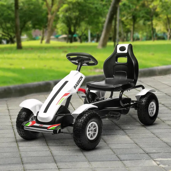 Aosom Childrens White Go Kart Pedal Ride-On Toy with Adjustable Seat Sharp Handling Handbrake Non-Slip Rubber Wheels - product image 10