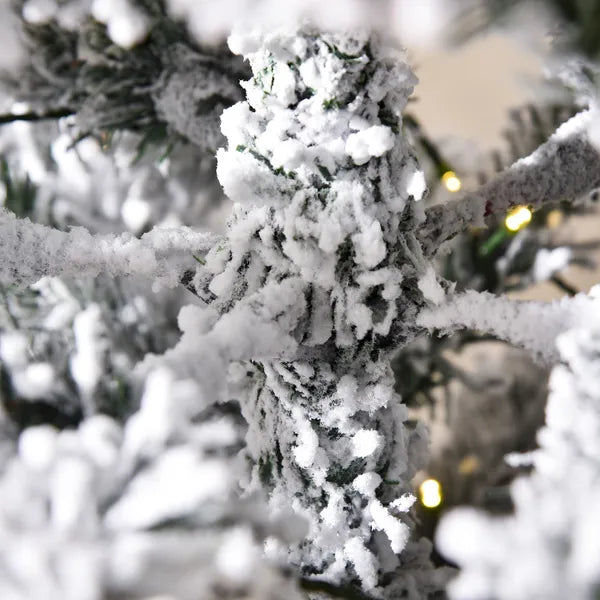 HOMCOM Christmas Tree 6ft Prelit Flocked with 250 LED Lights 462 Branches Green White - product image 8