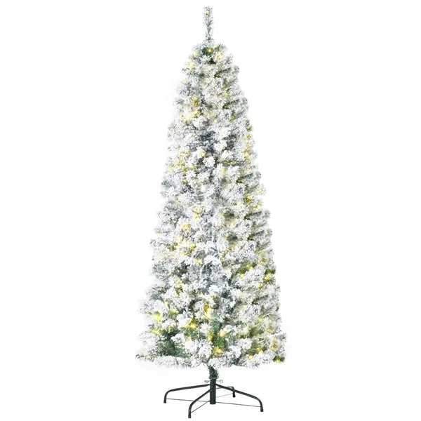 HOMCOM Christmas Tree 6ft Prelit Flocked with 250 LED Lights 462 Branches Green White - product image 11