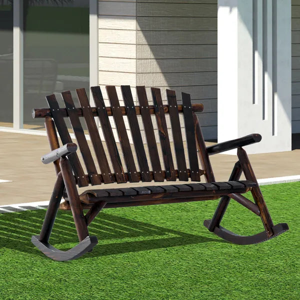 Classic Wooden High-Back Rocker, Carbonized for Garden Serenity and Relaxation, Durable Outdoor Furniture - product image 10