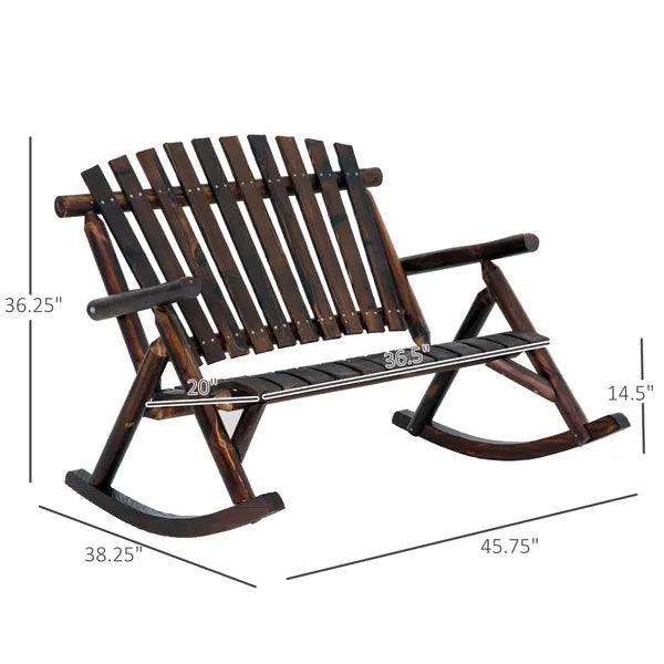 Classic Wooden High-Back Rocker, Carbonized for Garden Serenity and Relaxation, Durable Outdoor Furniture - product image 3