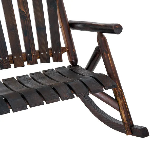 Classic Wooden High-Back Rocker, Carbonized for Garden Serenity and Relaxation, Durable Outdoor Furniture - product image 7