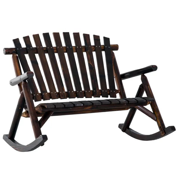 Classic Wooden High-Back Rocker, Carbonized for Garden Serenity and Relaxation, Durable Outdoor Furniture - product image 1
