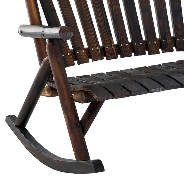 Classic Wooden High-Back Rocker, Carbonized for Garden Serenity and Relaxation, Durable Outdoor Furniture - product image 8
