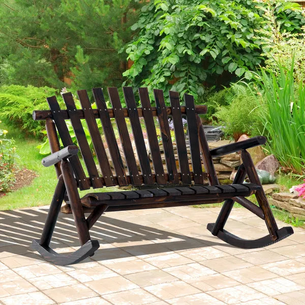 Classic Wooden High-Back Rocker, Carbonized for Garden Serenity and Relaxation, Durable Outdoor Furniture - product image 2