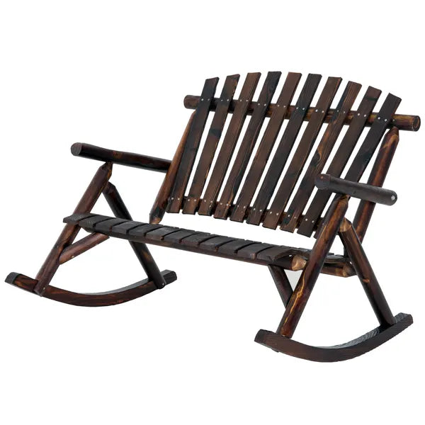 Classic Wooden High-Back Rocker, Carbonized for Garden Serenity and Relaxation, Durable Outdoor Furniture - product image 11