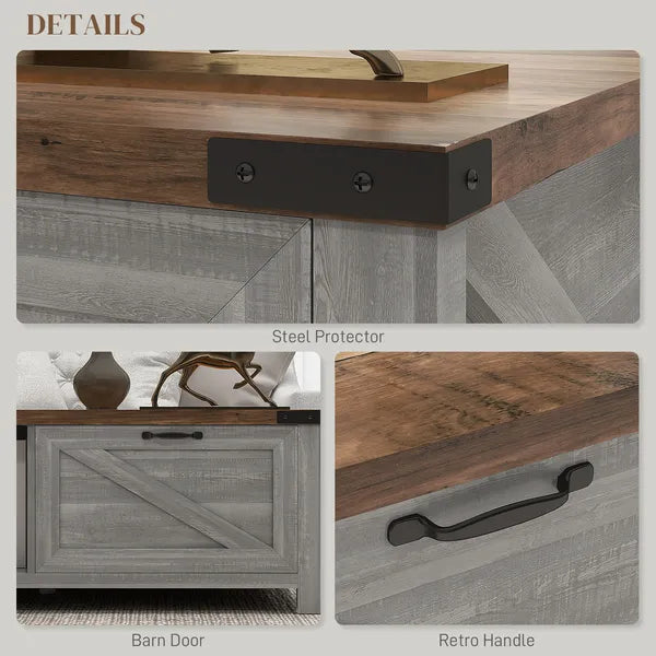 Coffee Table with Storage, Farmhouse Living Room Table with Storage Drawer and Open Shelf, Distressed Gray - product image 6