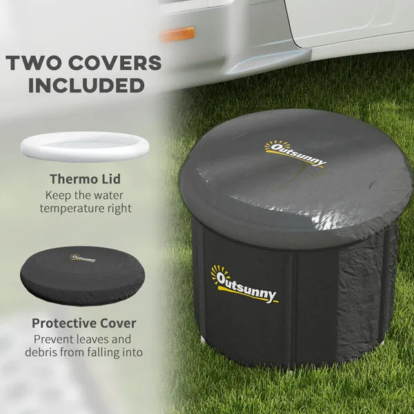 Outsunny Cold Plunge Tub, Portable Ice Bath with Thermo Lid for Athletes' Recovery, Black - product image 4