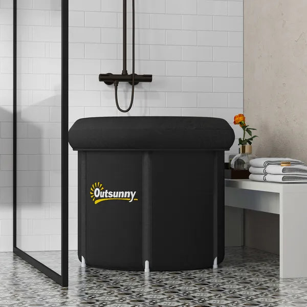Outsunny Cold Plunge Tub, Portable Ice Bath with Thermo Lid for Athletes' Recovery, Black - product image 2