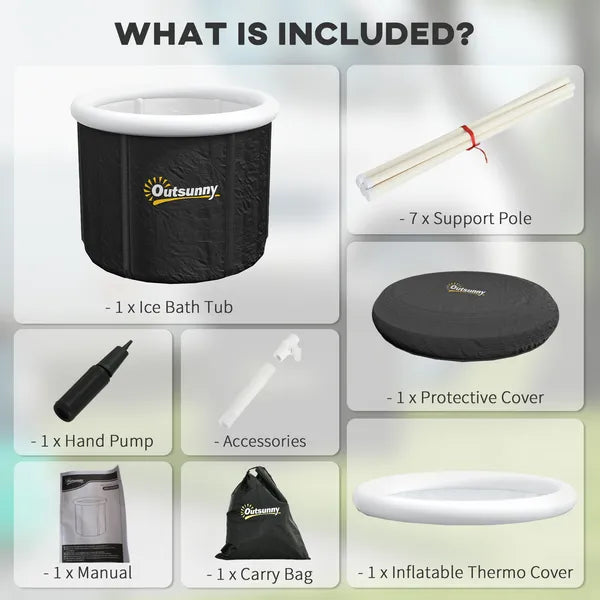 Outsunny Cold Plunge Tub, Portable Ice Bath with Thermo Lid for Athletes' Recovery, Black - product image 7