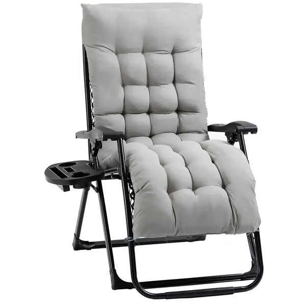 Outsunny Comfy Recline Chair with Cup Rest and Cushion for Alfresco Relaxation - product image 1