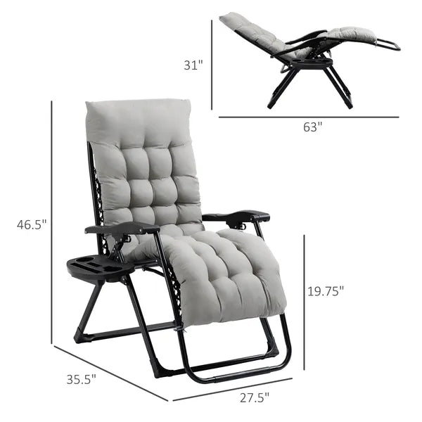 Outsunny Comfy Recline Chair with Cup Rest and Cushion for Alfresco Relaxation - product image 3