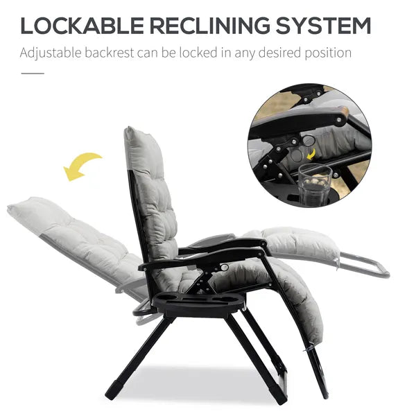 Outsunny Comfy Recline Chair with Cup Rest and Cushion for Alfresco Relaxation - product image 4