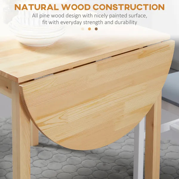 HOMCOM Compact Folding Dining Table 56" Small Space Wood Kitchen Table Drop Leaf Natural - product image 6