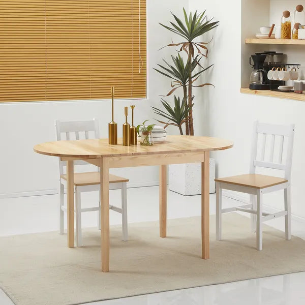 HOMCOM Compact Folding Dining Table 56" Small Space Wood Kitchen Table Drop Leaf Natural - product image 2