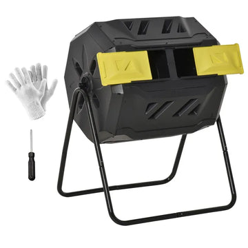 Outsunny 43 Gallon Dual-Chamber Rotating Compost Tumbler Yellow - product image 1