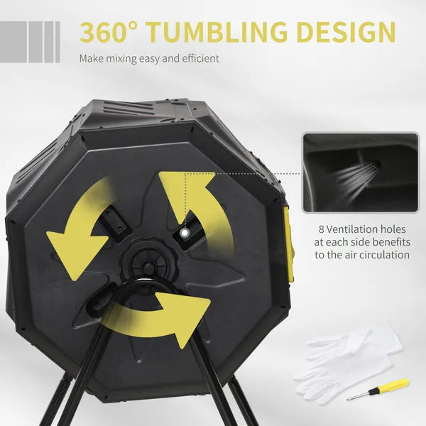 Outsunny 43 Gallon Dual-Chamber Rotating Compost Tumbler Yellow - product image 5