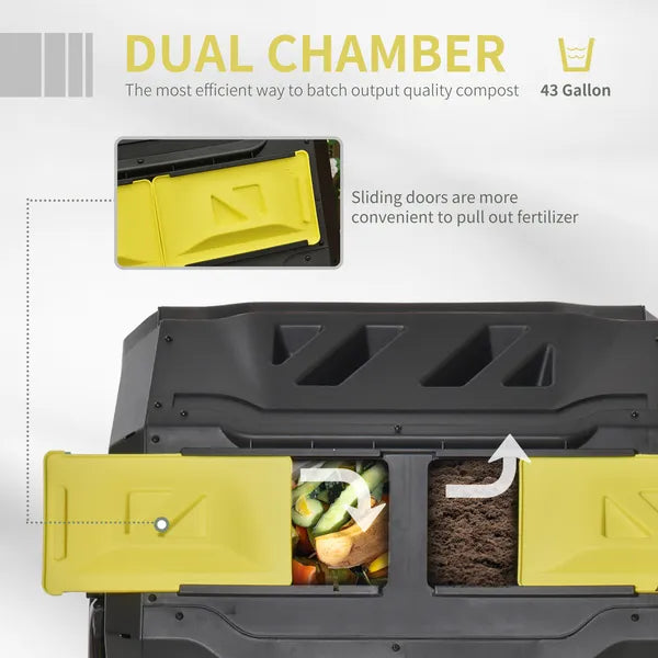 Outsunny 43 Gallon Dual-Chamber Rotating Compost Tumbler Yellow - product image 4