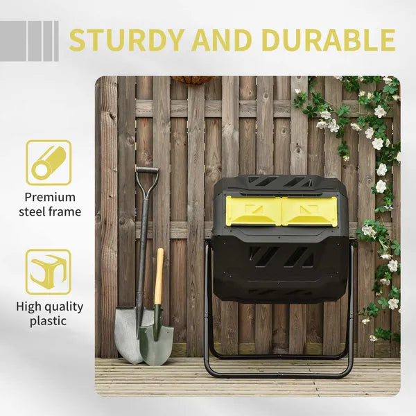 Outsunny 43 Gallon Dual-Chamber Rotating Compost Tumbler Yellow - product image 7
