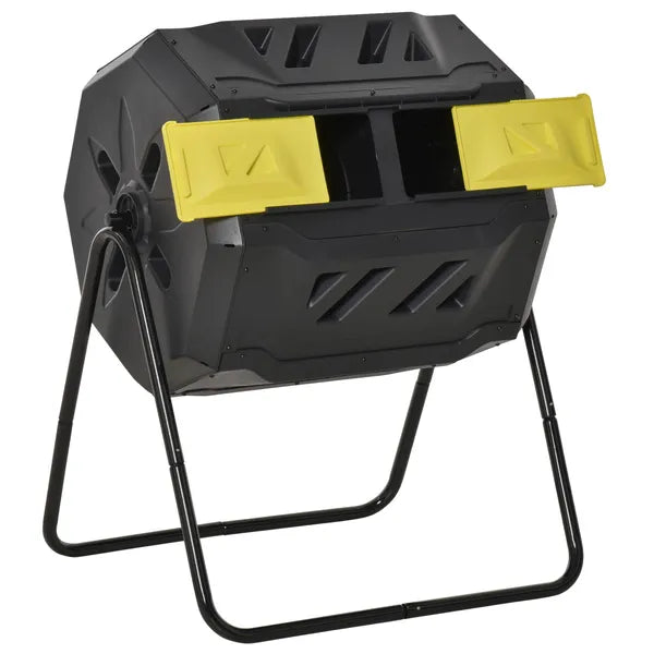 Outsunny 43 Gallon Dual-Chamber Rotating Compost Tumbler Yellow - product image 12