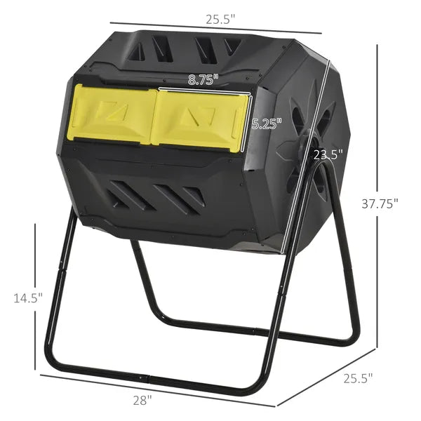 Outsunny 43 Gallon Dual-Chamber Rotating Compost Tumbler Yellow - product image 3
