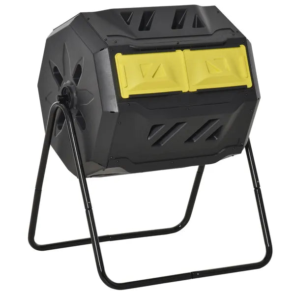 Outsunny 43 Gallon Dual-Chamber Rotating Compost Tumbler Yellow - product image 11