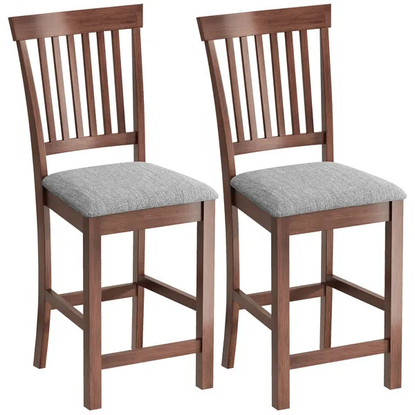 HOMCOM Counter Height Bar Stools with Padded Seat, High Back Kitchen Chairs Set of 2 for Dining Room, Gray and Dark Brown - product image 11