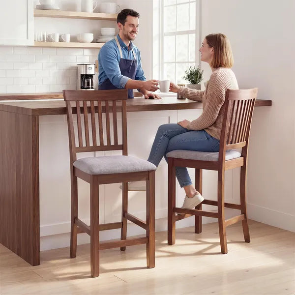 HOMCOM Counter Height Bar Stools with Padded Seat, High Back Kitchen Chairs Set of 2 for Dining Room, Gray and Dark Brown - product image 10