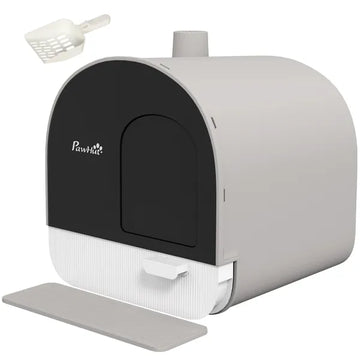 PawHut Covered Cat Litter Box, for Indoor use, with Tray, Scoop, Filter, 17"x17"x18.5", Light Gray - product image 1